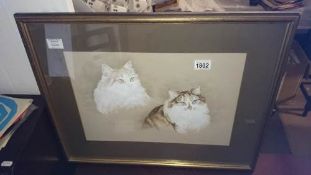 A watercolour of cats