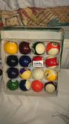 A set of pool balls