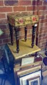 A bamboo table & mahogany stool