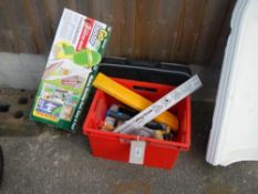 A box of tools & cleaning items etc.