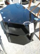 A small black TV stand