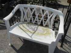 A white 2 seater bench (plastic)