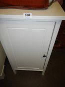 A sinlge door white pot cupboard