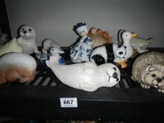 A shelf of animals