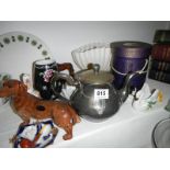 A quantity of miscellaneous including pewter teapots