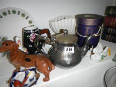 A quantity of miscellaneous including pewter teapots