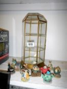 A brass glass small display cabinet