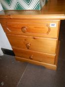 A pine 3 drawer chest of drawers