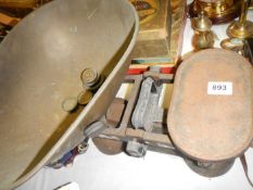 A goold old set of scales with weights