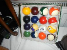 A box of pool balls