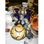 A quantity of china pot vases etc