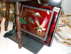 Lacquered oriental musical photograph album and 1 other