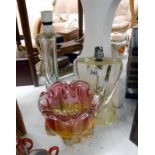 2 art glass table lamps,