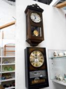 2 wall clocks,