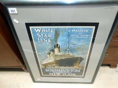 A framed and glazed White Star Line advertising print / poster