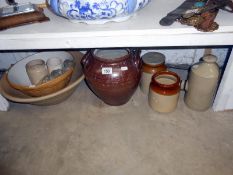 Quantity of stoneware jars and mixing bowls