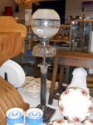 Fine Victorian silver plate Corinthian column oil lamp,