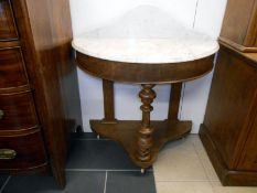 Marble topped 'D' end washstand