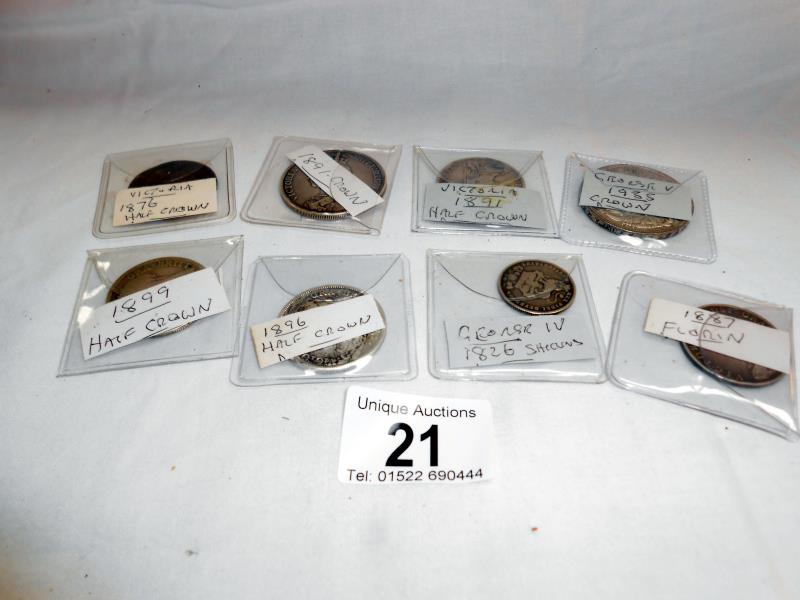 7 Victorian silver coins and 1935 crown