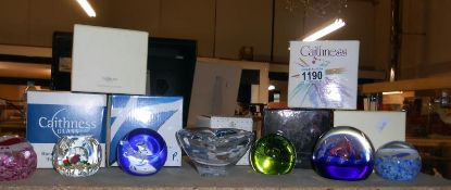 7 boxed Caithness glass paperweights