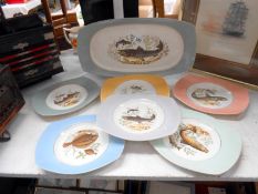 A set of 6 Norway Flint Fish dinner plates