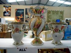 3 Italian Capodimonte floral vases