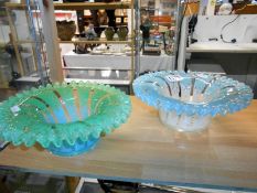 2 art glass bowls 1 a/f possibly WMF