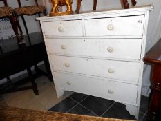 A painted 2 over 3 chest of drawers