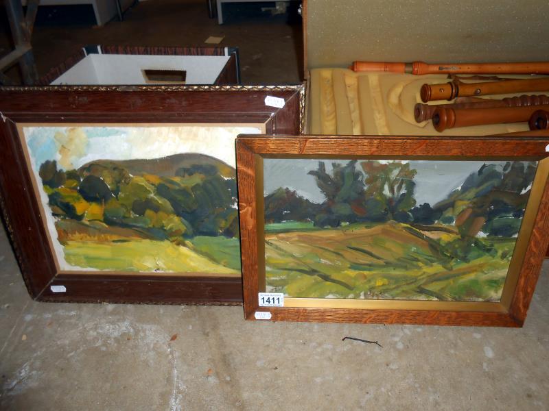 Two mid 20th C oils impressionist Summer landscapes