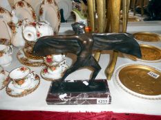 Art deco style bronze lady signed F.