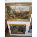 An oil on board of Rose Garden scene signed possibly B Tyitton and oil on board of rural footpath