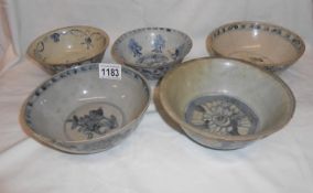 5 early Qing dynasty Chinese bowls a/f