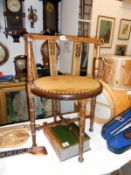 Mahogany hall chair with string inlay