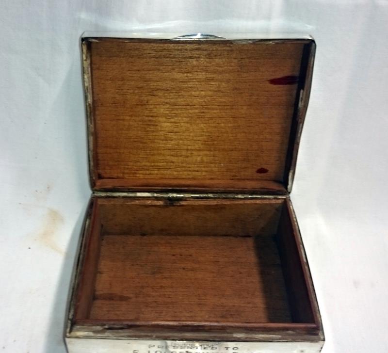 A silver art deco box with mahogany lining, Hallmarked Birmingham 1939. (Approximately 9cm x 11. - Image 2 of 2