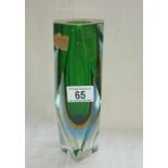 A Murano green art glass vase