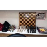 Mixed lot consisting chess board with 3 Harry Potter part chess sets, bags and manuals no.