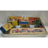 Boxed Matchbox M-8 car transporter and M-4 Fruehauf Hopper Train and some empty boxes