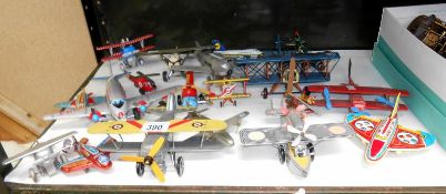 18 model tin plate & plastic aeroplanes