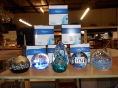 6 Caithness glass paperweights in boxes