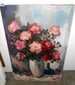 An unframed Floral still life signed H Zeegers