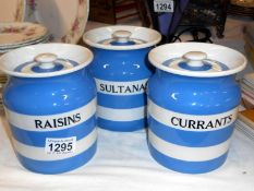 TG Green Cornishware storage jars, Sultanas, Currants, Raisins,