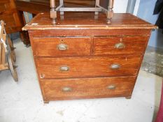A Victorian pine chest of 4 drawers