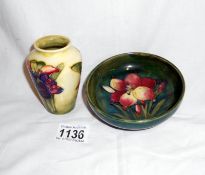 Moorcroft vase and dish (dish has been restored)