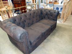 A suede 3 seater Chesterfield