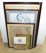 4 framed and glazed maps and a book Early Maps by Tony Campbell
