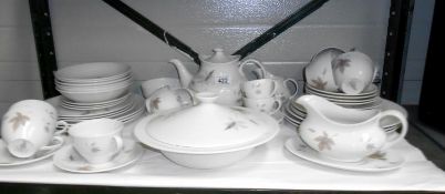 54 pieces of Royal Doulton tumbling leaves tea & dinner ware