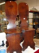 Pair of oak hall chairs