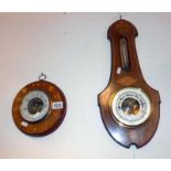 Small inlaid aneroid barometer and an inlaid aneroid barometer with thermometer