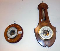 Small inlaid aneroid barometer and an inlaid aneroid barometer with thermometer