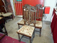 Set of 3 oak hall chairs
